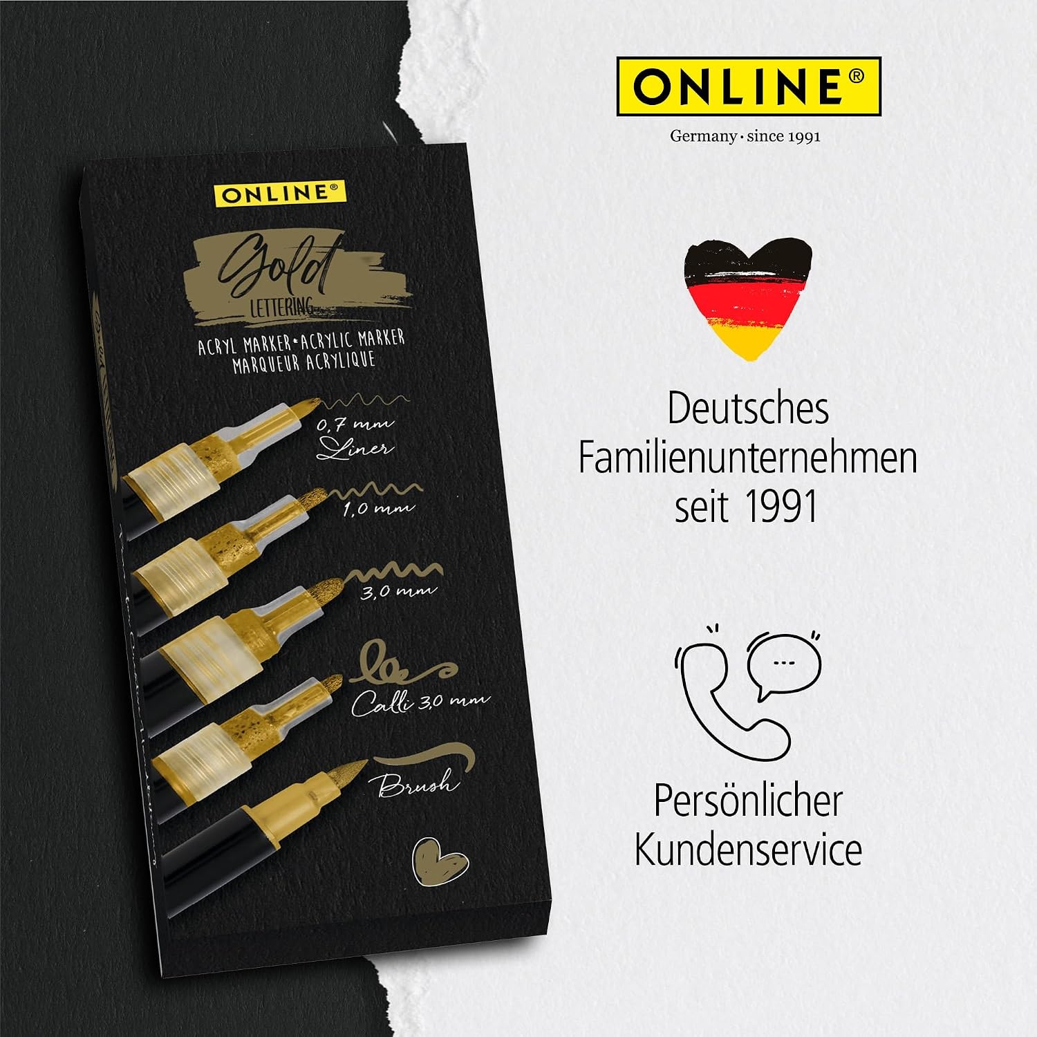 Thumbnail 6 de Online 5er-Set Acryl Stifte Gold – deckend für Handlettering, Brush Pen, Fineliner & Kalligrafie