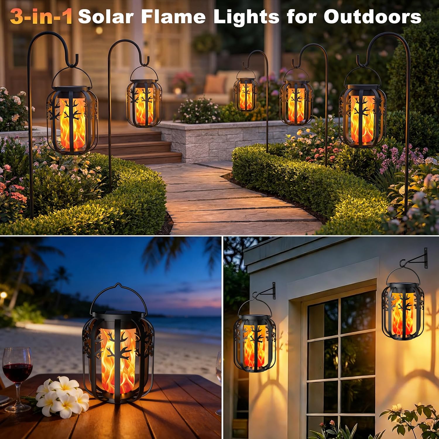 Thumbnail 6 de KagoLing Solar Lights Outdoor Garden – Gen2 Realistic Flickering Flame Hanging Lantern