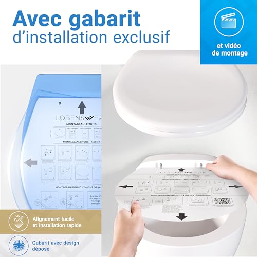 Thumbnail 2 de LOBENSWERK Abattant WC avec frein de chute – montage facile, duroplast antibactérien UV résistant