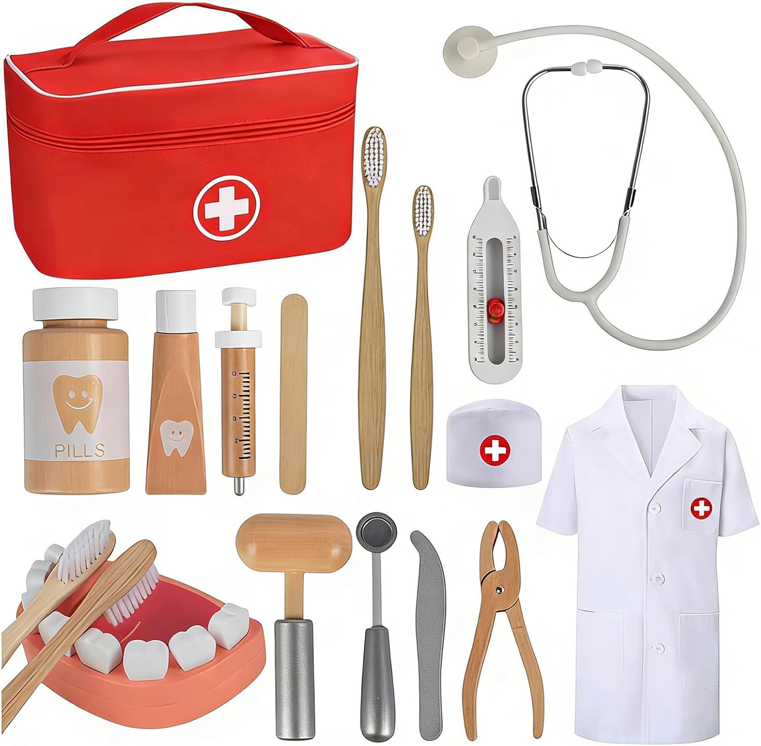 Detalle de TGTT Doctors Set for Kids: 2-in-1 Dress-Up Kit with Real Stethoscope