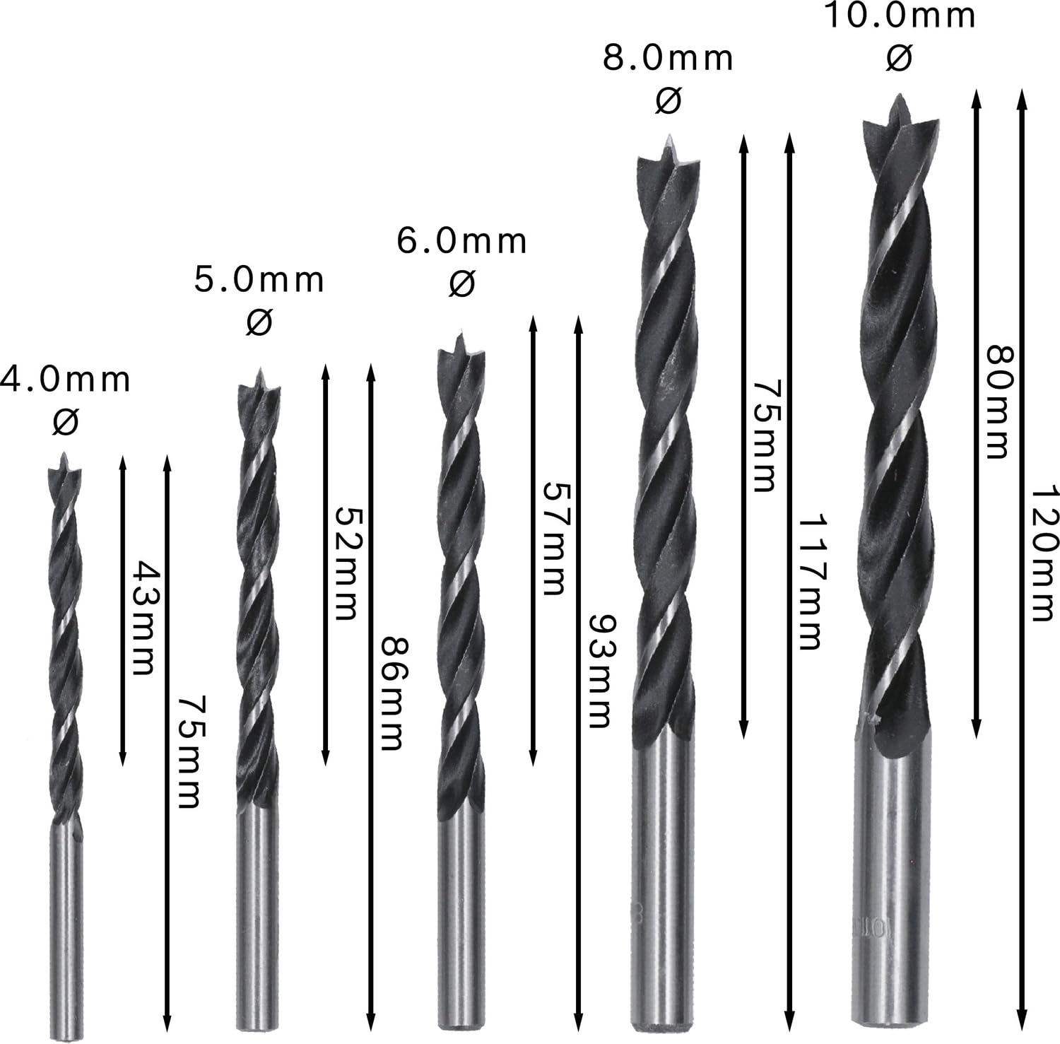 Thumbnail 2 de Bosch Professional lot de 5 mèches hélicoïdales pour bois (Ø 4/5/6/8/10 mm)