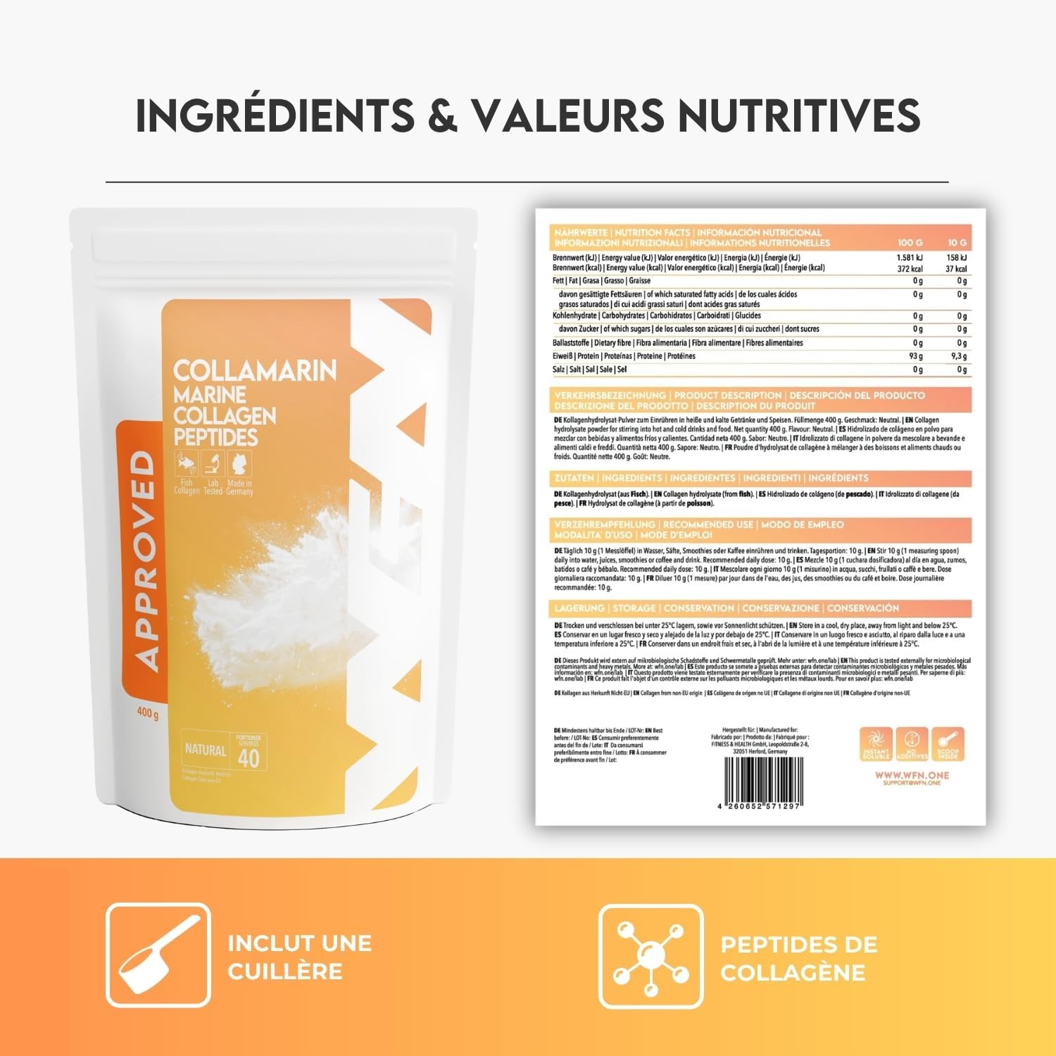 Thumbnail 4 de WFN Approved Collamarin Collagène marin 400g