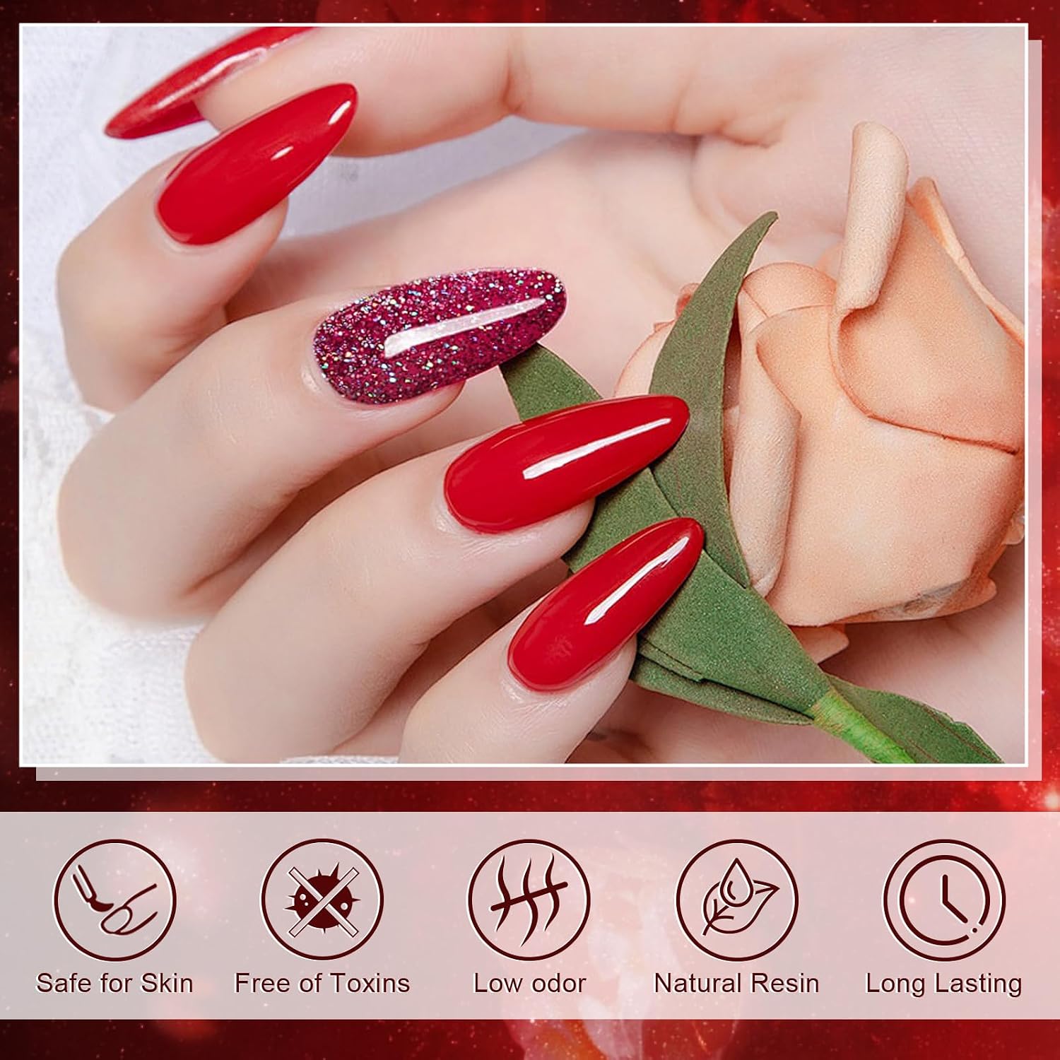 Detalle 2 de YSUVIN UV Nagellack Nude Set (6 Stück) – Nude Rosa Gel Nagellack, Soak-Off UV