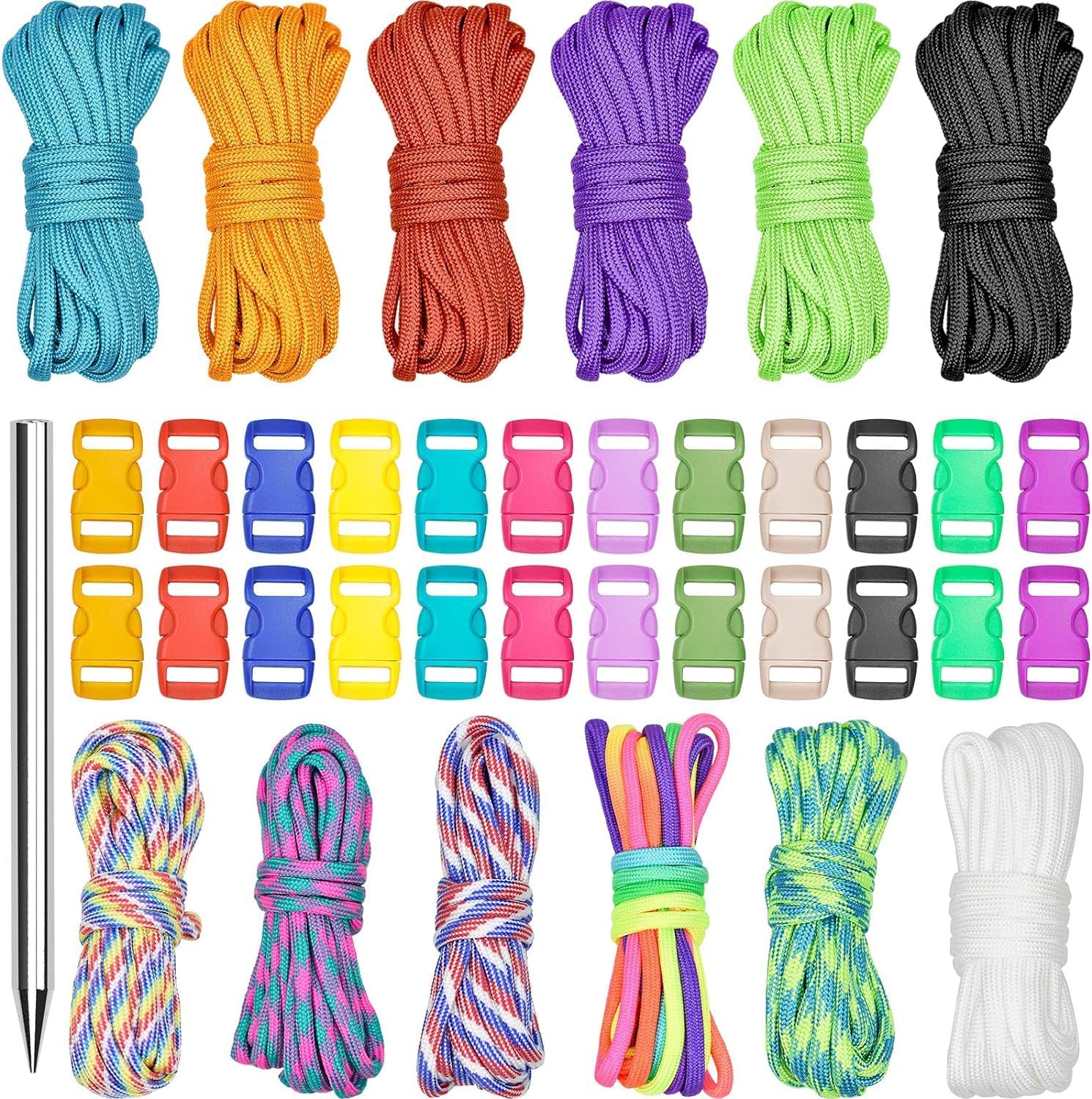 Detalle de Wandefol Paracord Cord – paracordset med 12 färger och 24 spännen