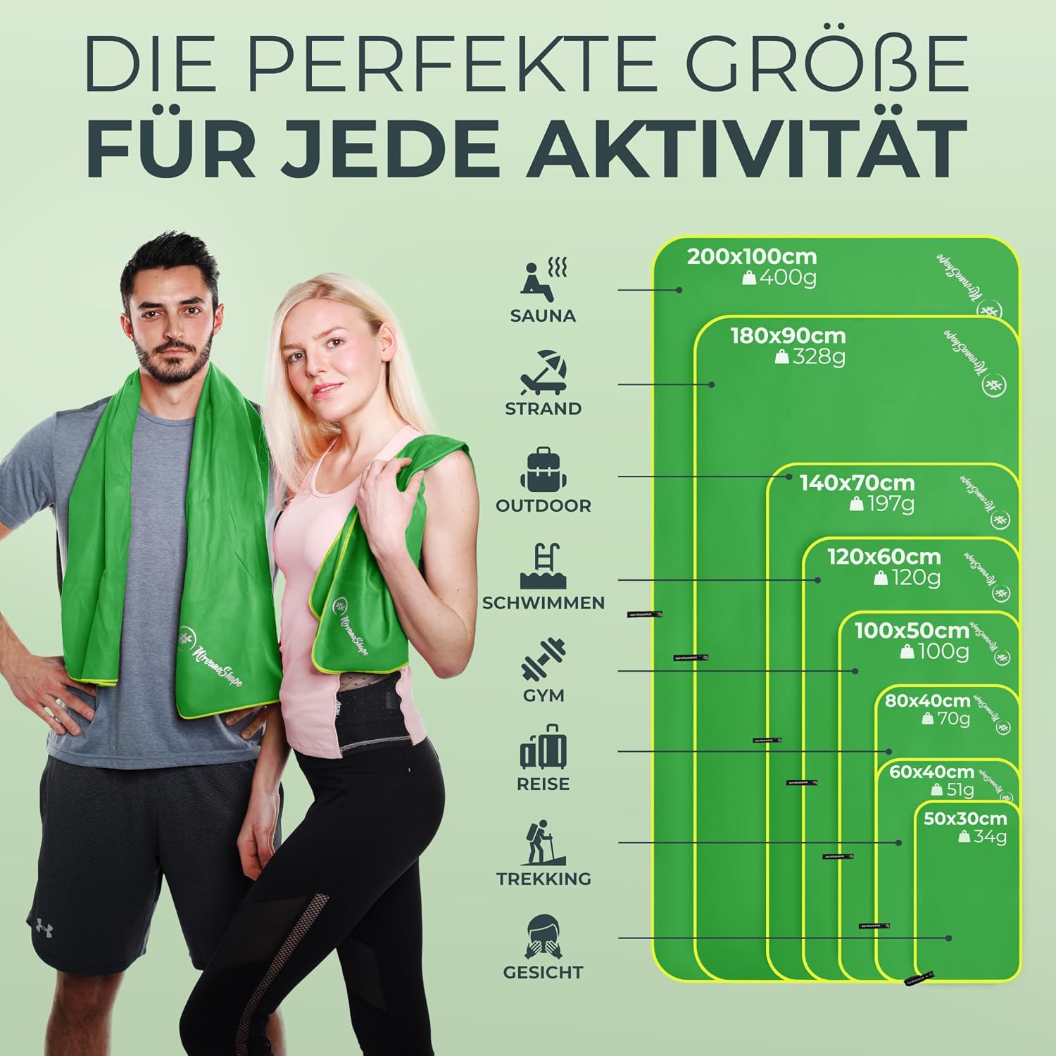 Detalle de NirvanaShape Mikrofaser Handtuch – Reisehandtuch 200 x 100 cm