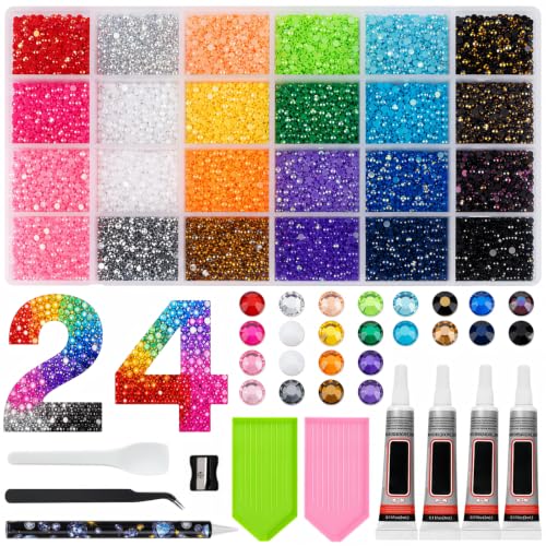 ZOVRIXIA 24 Colours Nail Rhinestones Kit – Bedazzle Kit with Glue, Pen, Tweezers and Tools