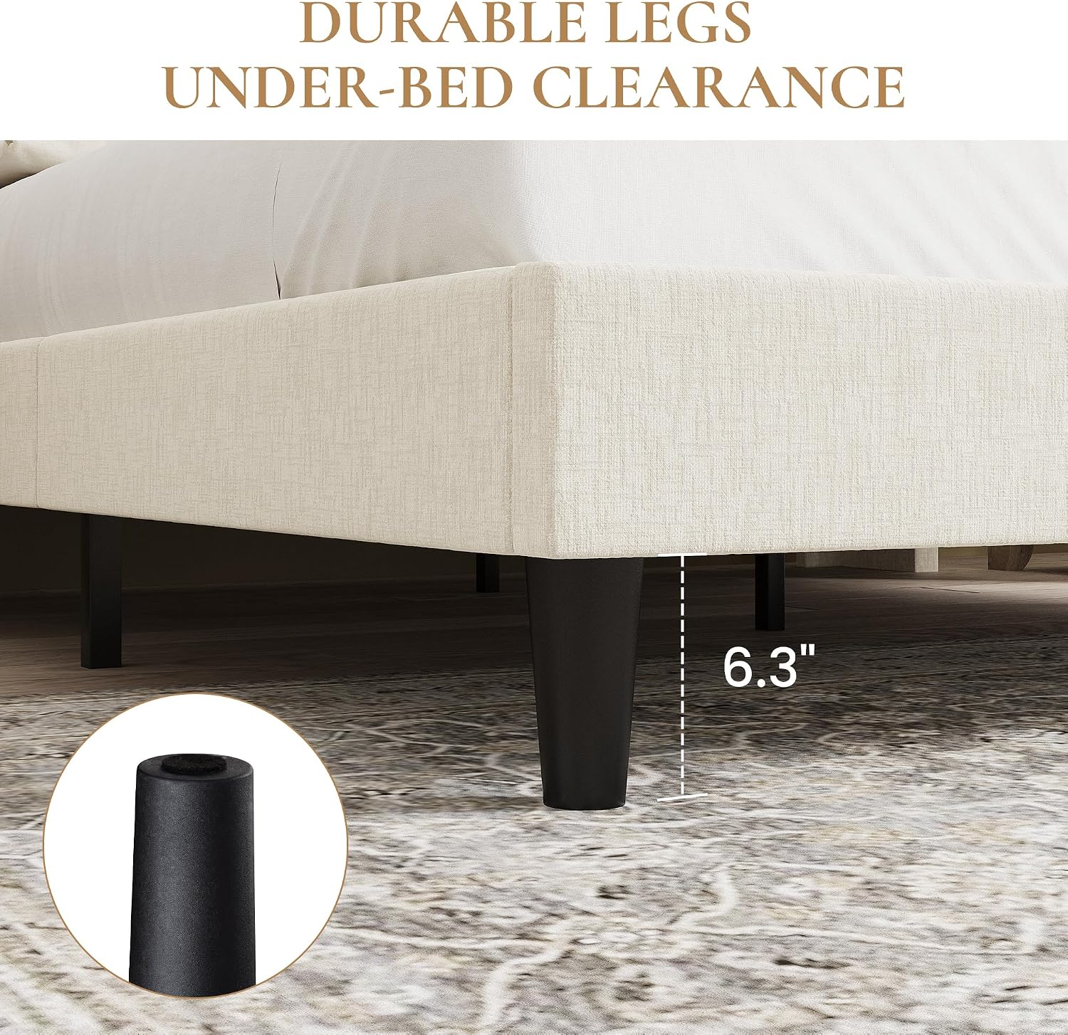 Detalle de SHA CERLIN Upholstered Bed Frame, King Size