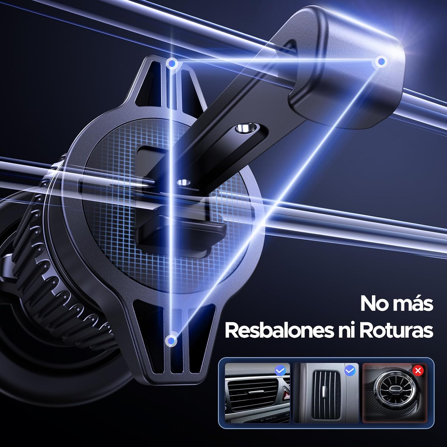 Detalle de UGREEN Soporte Móvil Coche MagSafe 360° Rotación – Ventilación de coche con imanes fuertes y gancho metálico
