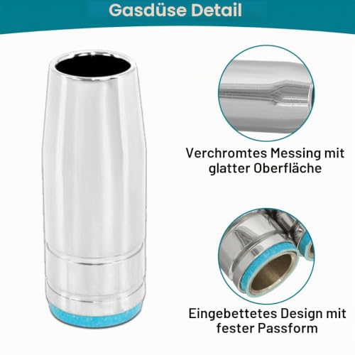 Detalle 2 de EATBALE MIG/MAG-Gasdüsen für 25MB/AK25-Brenner, konisch, 6 Stück mit Schlüssel