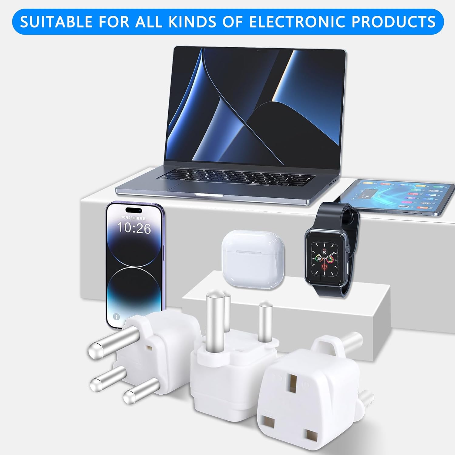 Thumbnail 3 de 3 Pack UK to South Africa Type M Plug Adapters – Travel Power Adapters for Botswana, Somalia and More