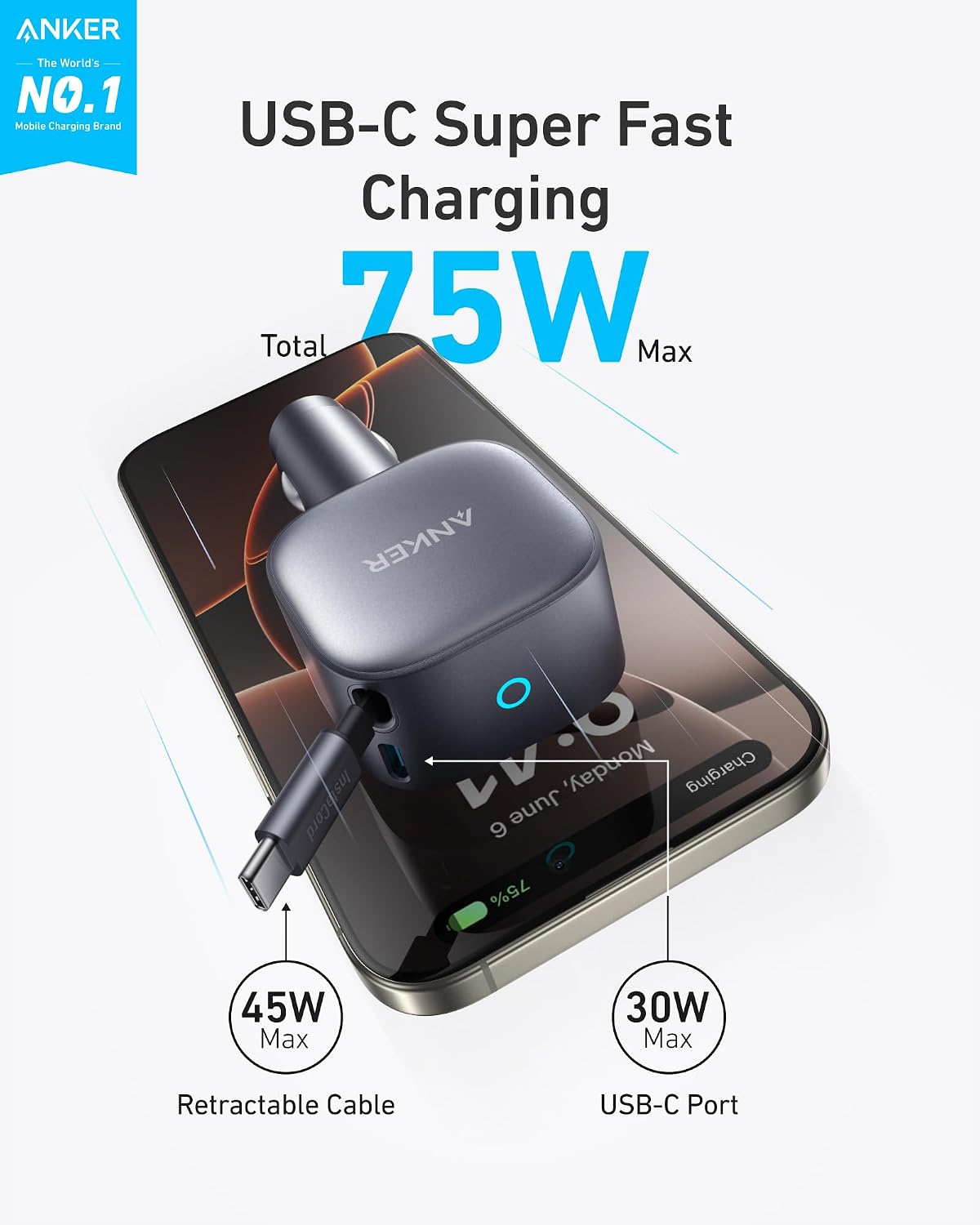 Detalle 2 de Anker USB-C Car Charger, 75W