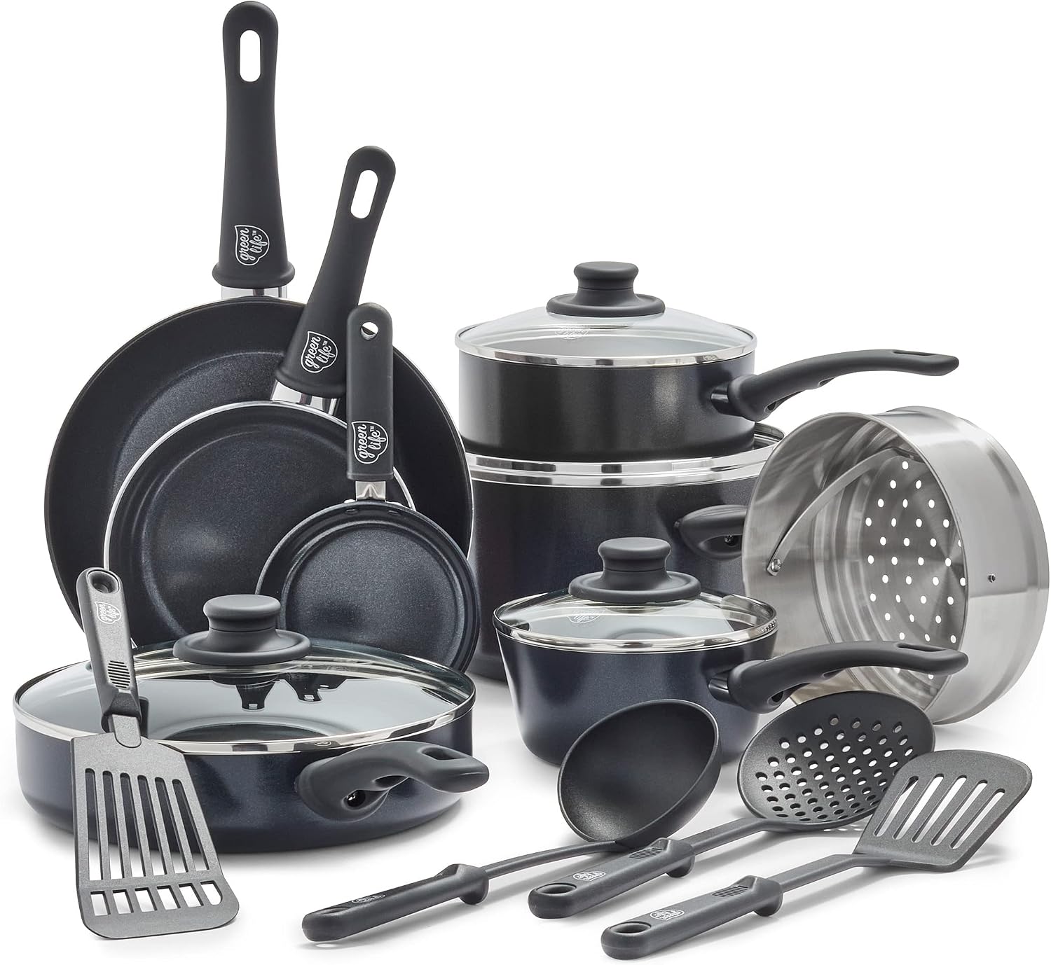 Detalle de GreenLife 16-Piece Nonstick Cookware Set