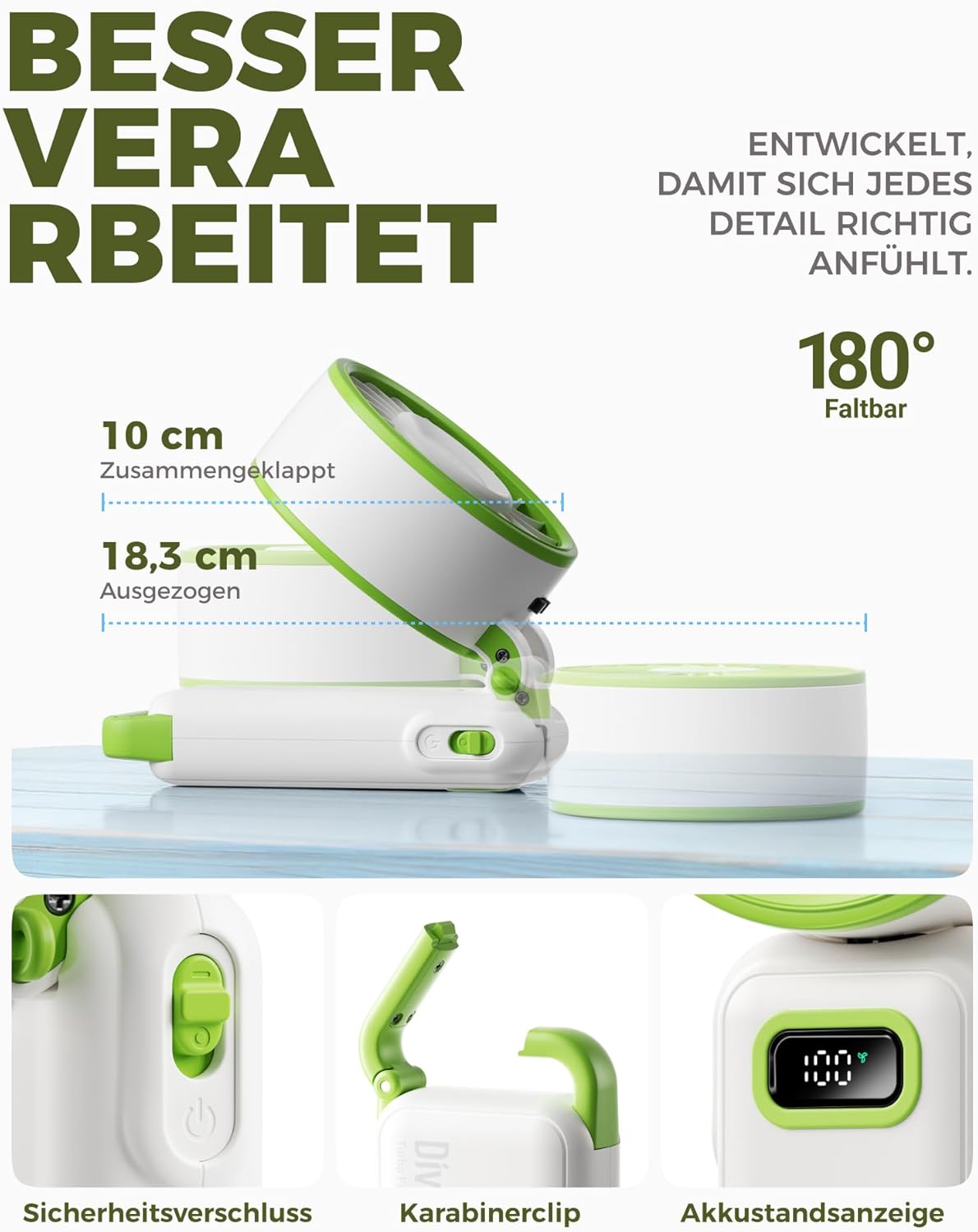 Thumbnail 6 de Diveblues Handventilator Tragbarer Turbo-Ventilator mit 100 Stufen – 4-in-1, USB-C, 3600 mAh