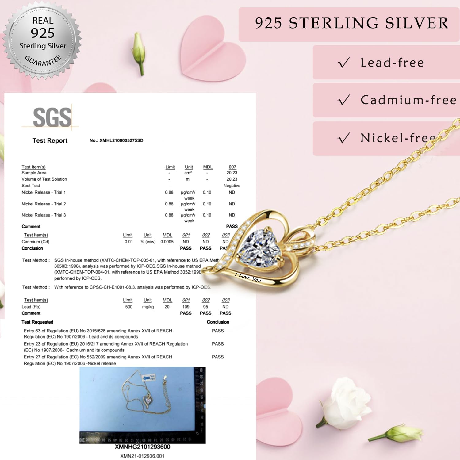 Thumbnail 5 de LAVUMO Herz Kette für Damen aus 925 Silber, Messing & „I love you“ Gravur – personalisiertes Schmuckgeschenk