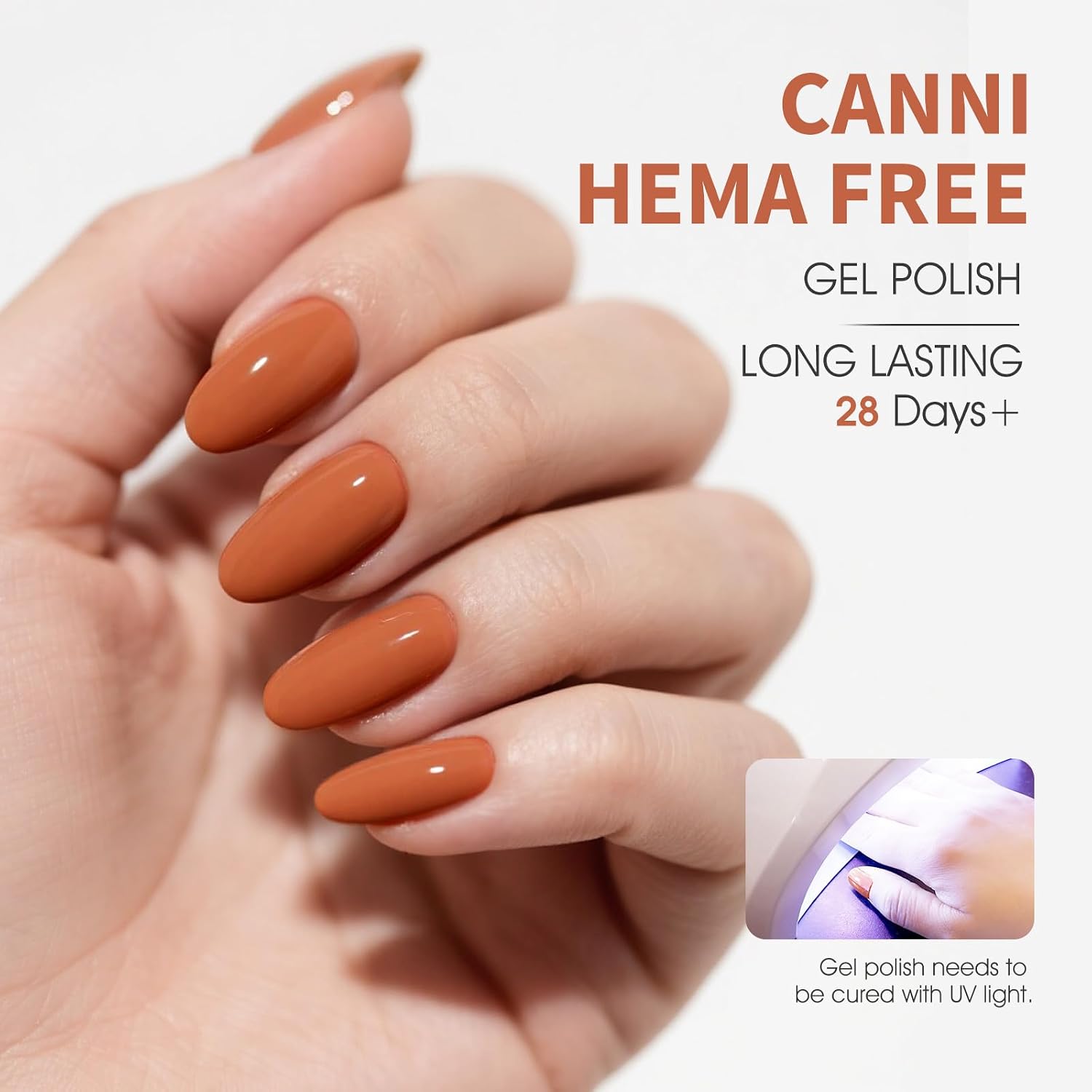 Detalle de CANNI Brown Gel Nail Polish – Caramel Brown, 1Pcs, Soak-Off UV/LED Gel for Salon-Quality Nails at Home