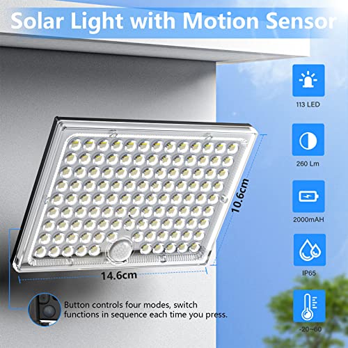 Thumbnail 3 de Lampada Solare da Esterno Realky: Faretto LED con Motion Sensor, 113 LED, 5 m di cavo, 2 Pezzi