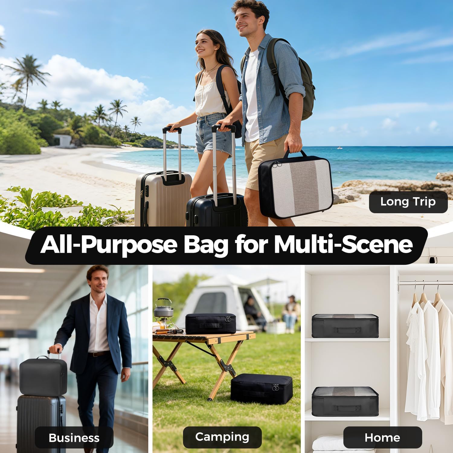 Thumbnail 6 de BAGAIL 8-teiliges Packwürfel-Set – Reiseorganizer aus leichtem Nylon mit Netzfächern, Schuhbeutel und Mehrfachverwendung
