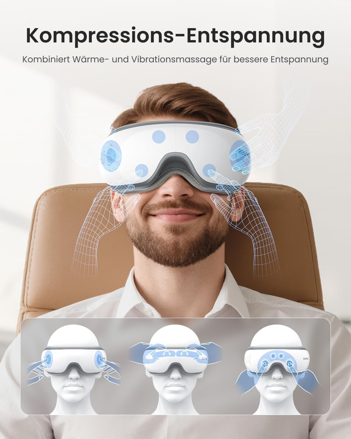 Thumbnail 3 de RENPHO Eyeris 1 Augenmassagegerät mit Wärme, Vibration & Kompression (Augenmaske gegen Migräne, Verspannungen)