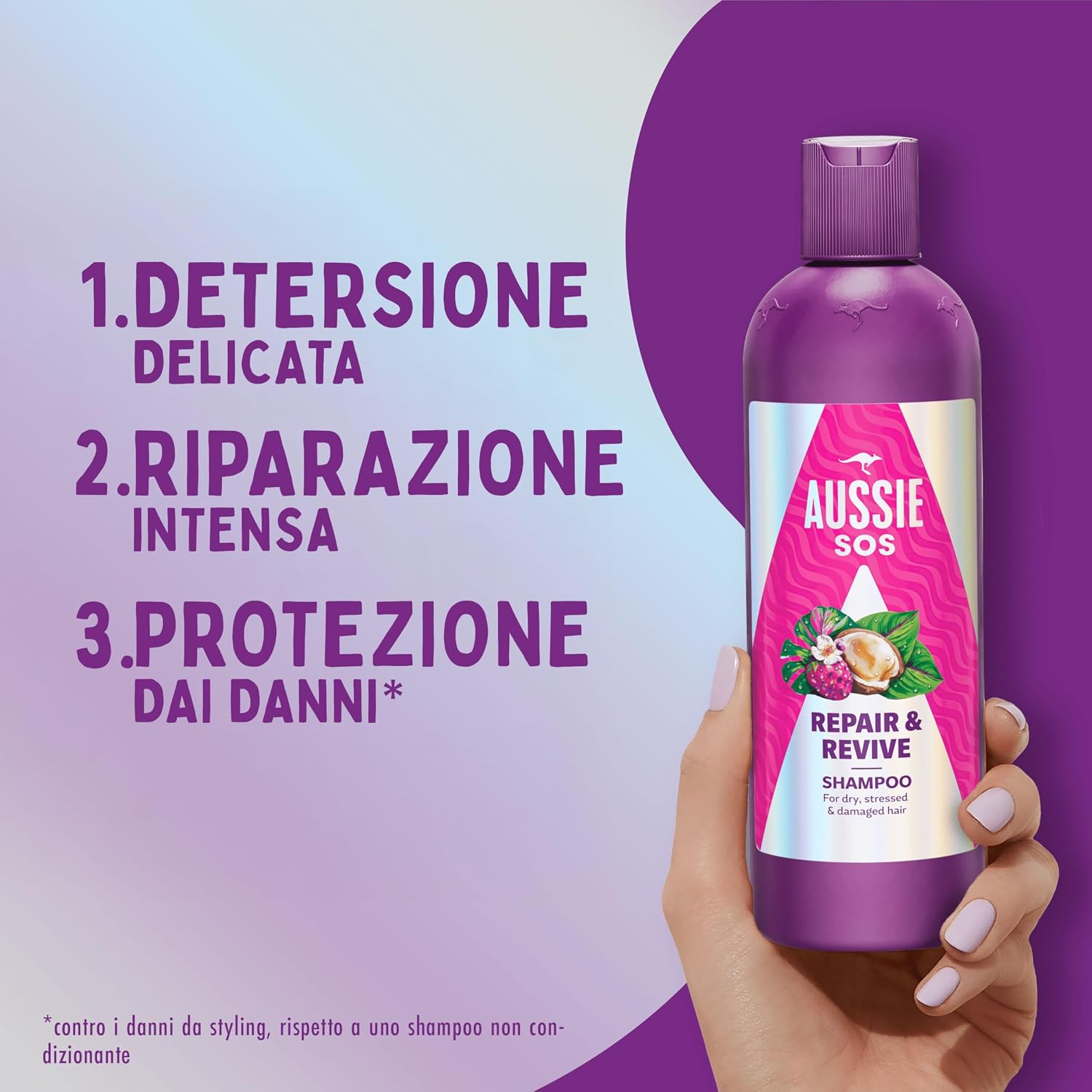 Thumbnail 1 de Aussie SOS Repair & Revive Shampoo 500 ml per capelli danneggiati e secchi