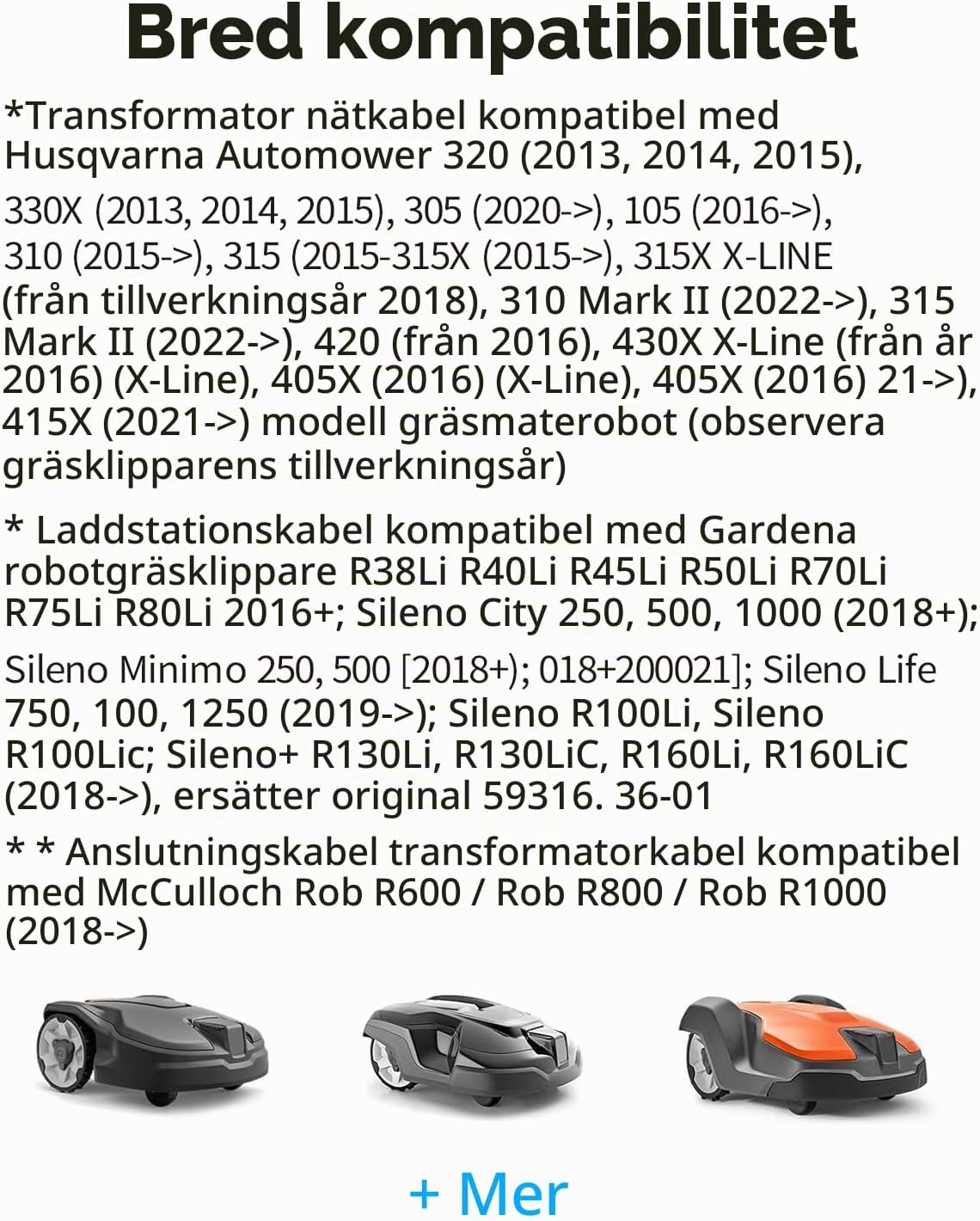Detalle 2 de TONTON strömadapter för robotgräsklippare, 28 V och 1,3 A, 20 cm