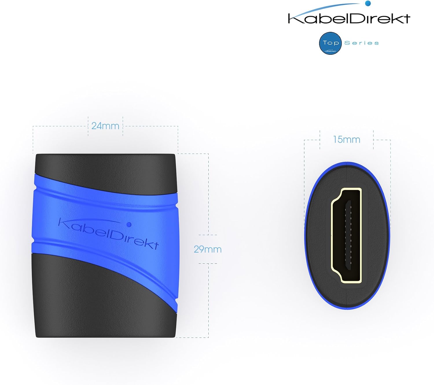 Detalle 2 de KabelDirekt HDMI Kupplung – High Speed HDMI mit Ethernet, Buchse zu Buchse, 4K Ultra HD, HDR, ARC – TOP Series