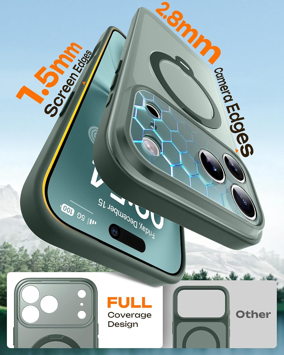 Thumbnail 5 de TOCOL-hoes voor iPhone 17 Pro met 360°-standaard en MagSafe, alpengroen