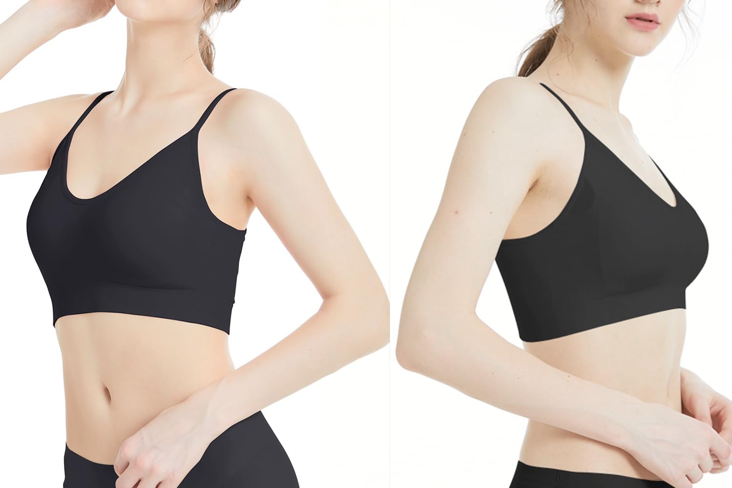 Detalle de Comfyin Padded Bralette 3-Pack with Adjustable Straps (seamless nylon/spandex) for sleep, yoga and everyday wear