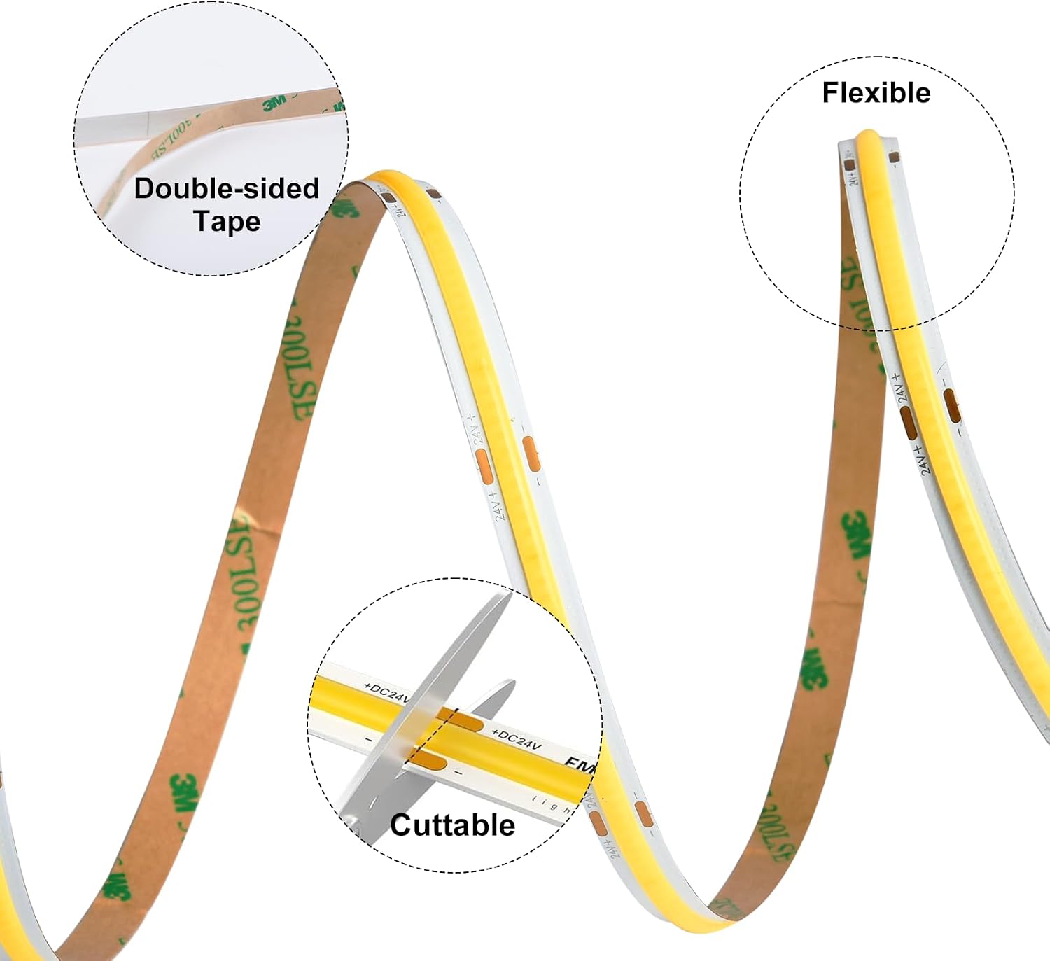 Detalle de HCHEOG COB LED Strip 5m 6000K 24V