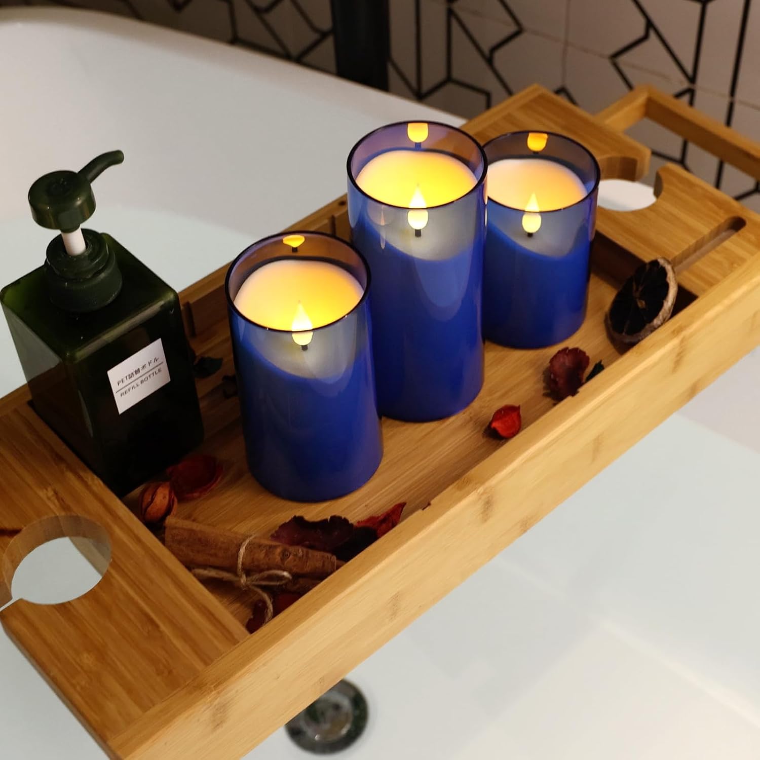 Thumbnail 6 de NURADA Blue LED Pillar Candles, Pack of 3, with Remote and Timer
