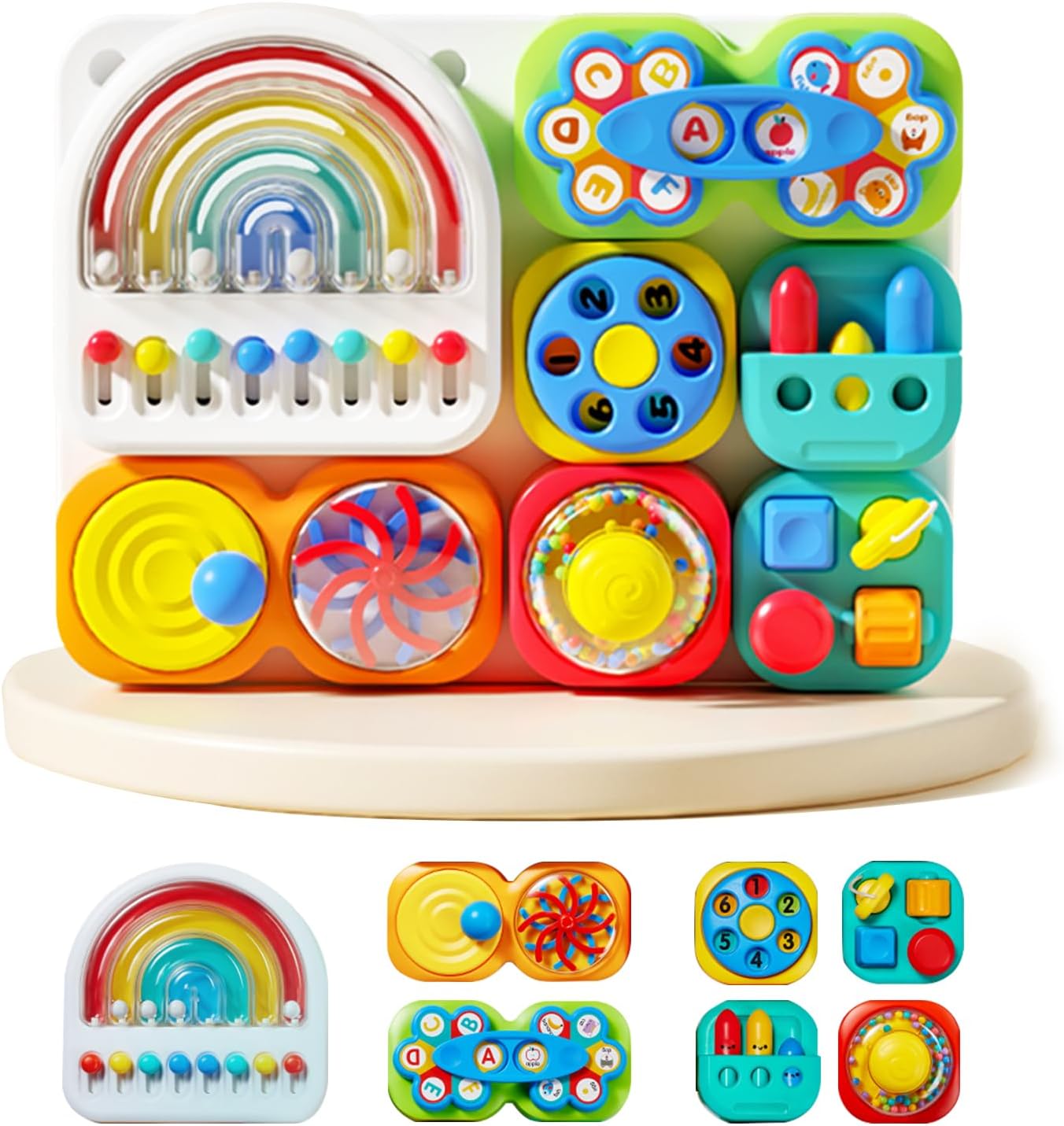 Detalle de Auby Busy Board 3.0 sensoriel détachable (1 à 6 ans) avec 7 outils portables pour motricité fine
