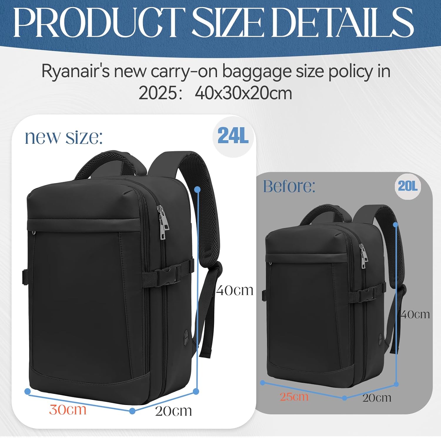 Thumbnail 2 de Xkdoai Ryanair 40x30x20 24L underseat backpack
