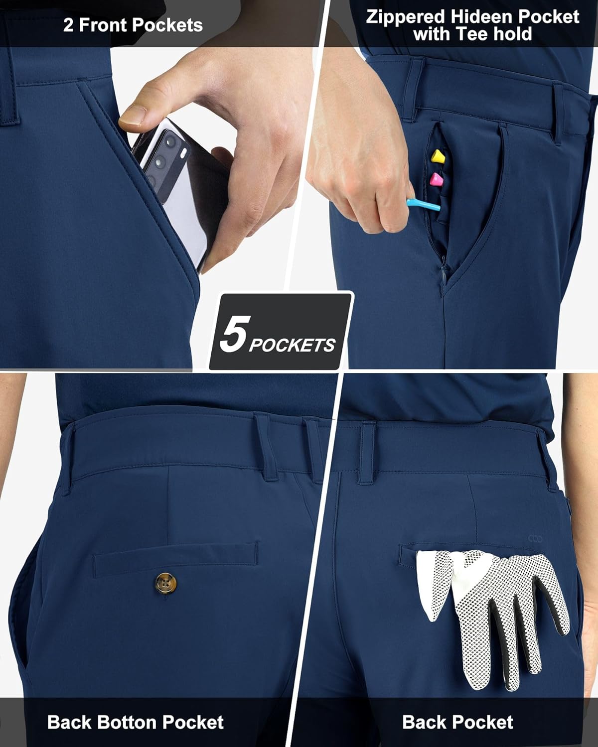 Detalle de 33,000ft Men’s Golf Trousers – Lightweight, Stretch, Quick Dry & UPF 50+