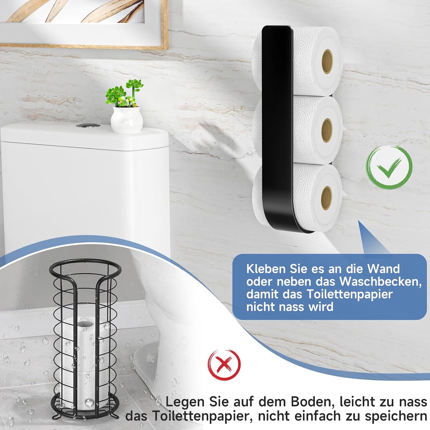 Detalle de XILIMOR Toilettenpapier-Aufbewahrung 3 Rollen
