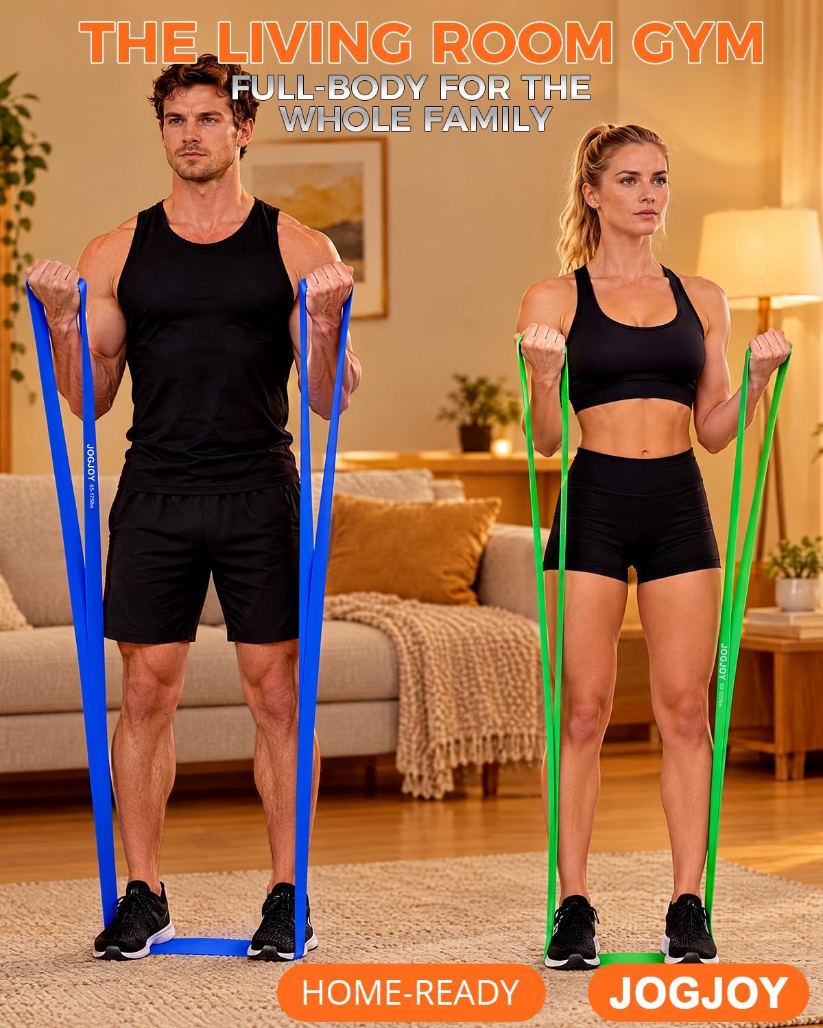 Detalle de JOGJOY JOGJOYZLD002 Resistance Band Set, 35–175 lb TPE, 3 Levels