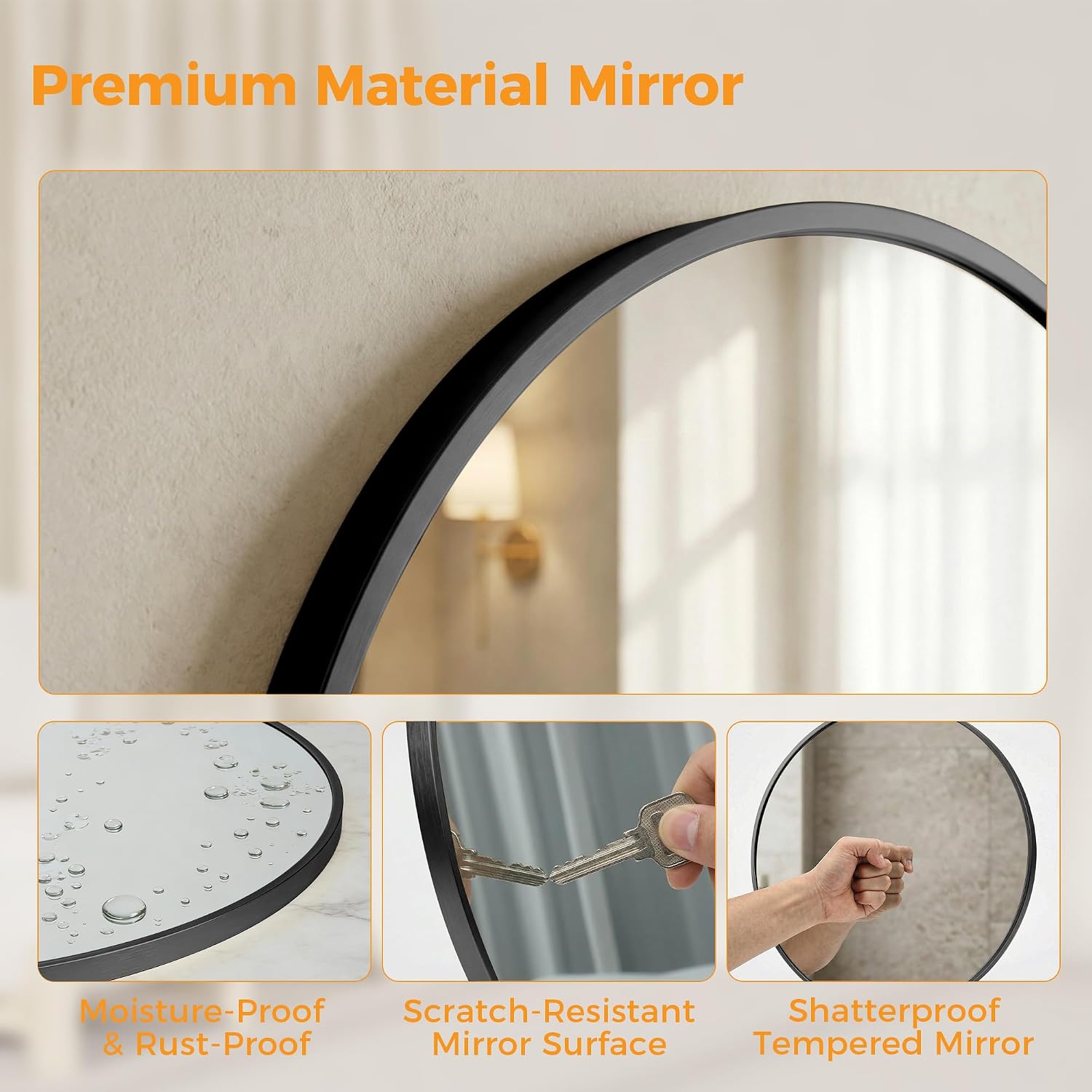 Thumbnail 6 de HAPPYMONT Round Wall Mirror, 20 Inch