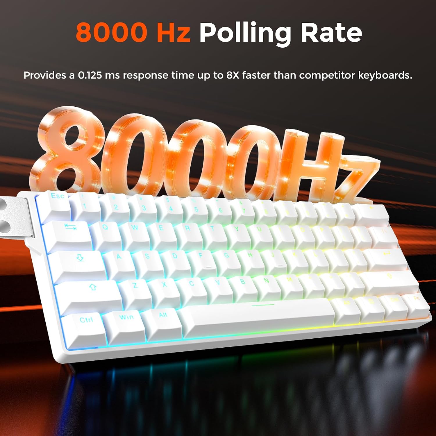 Detalle 2 de DAREU EK60 HE-WH klawiatura gamingowa 60% z Rapid Trigger 8 kHz i RGB