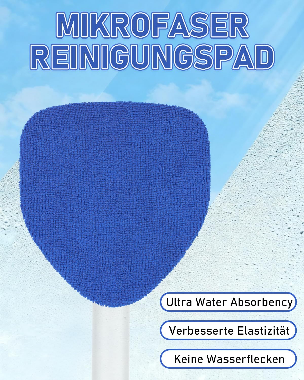 Detalle 2 de Bafiwu Auto Scheibenreiniger mit 6 Mikrofaser-Pads – Ausziehbarer Griff, Sprühflasche und Staubbürste