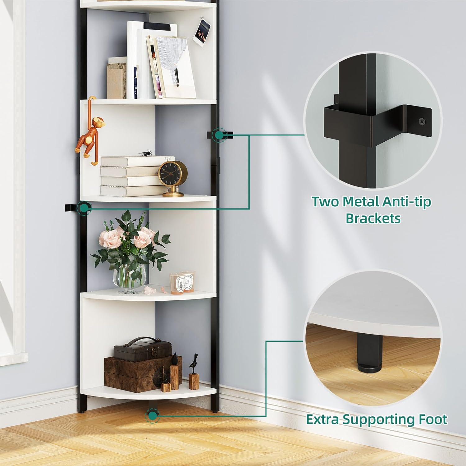 Detalle 1 de YITAHOME 6-Tier corner shelf 68.8