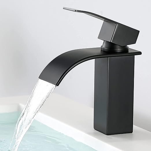 CECIPA Grifo Lavabo Cascada Negro - Elegante y Duradero
