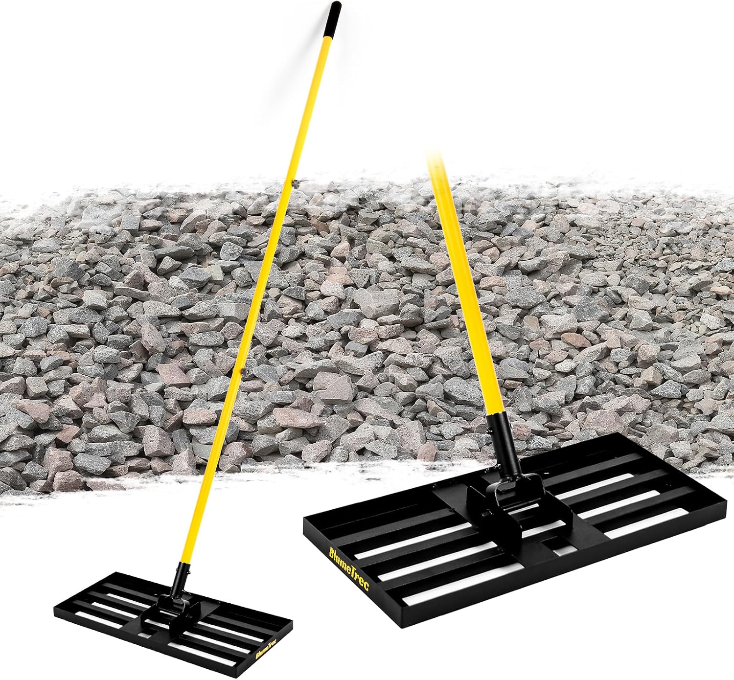 Detalle de BlumeTrec Rasen-Nivellierungsrechen (2,13 m) – 76 x 25 cm, Stahlgriff, verstellbar für Hof, Garten & Golfplatz