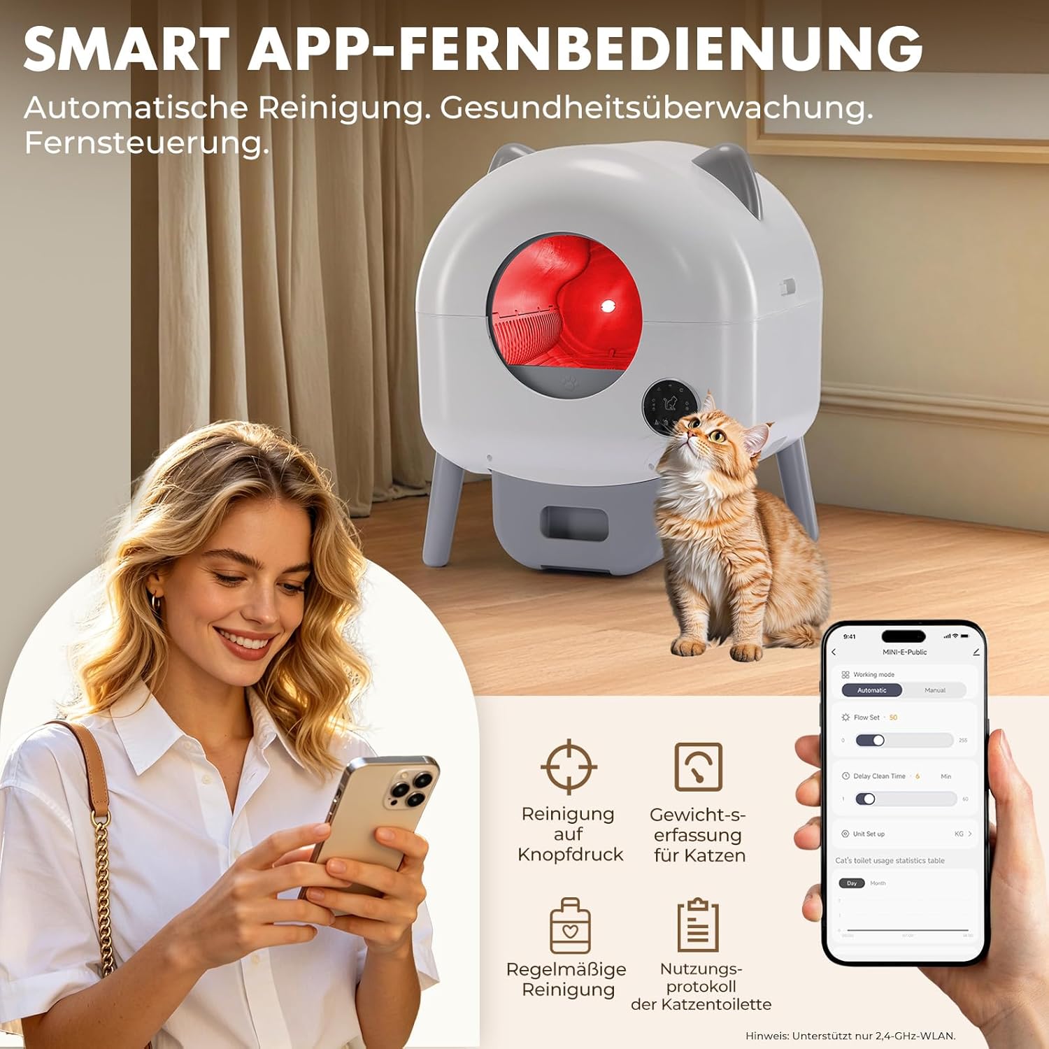 Thumbnail 1 de GTPLAYER Katzenklo Selbstreinigend 66L – Automatisches Katzenklo mit App-Steuerung, Sensoren und leiser Reinigung