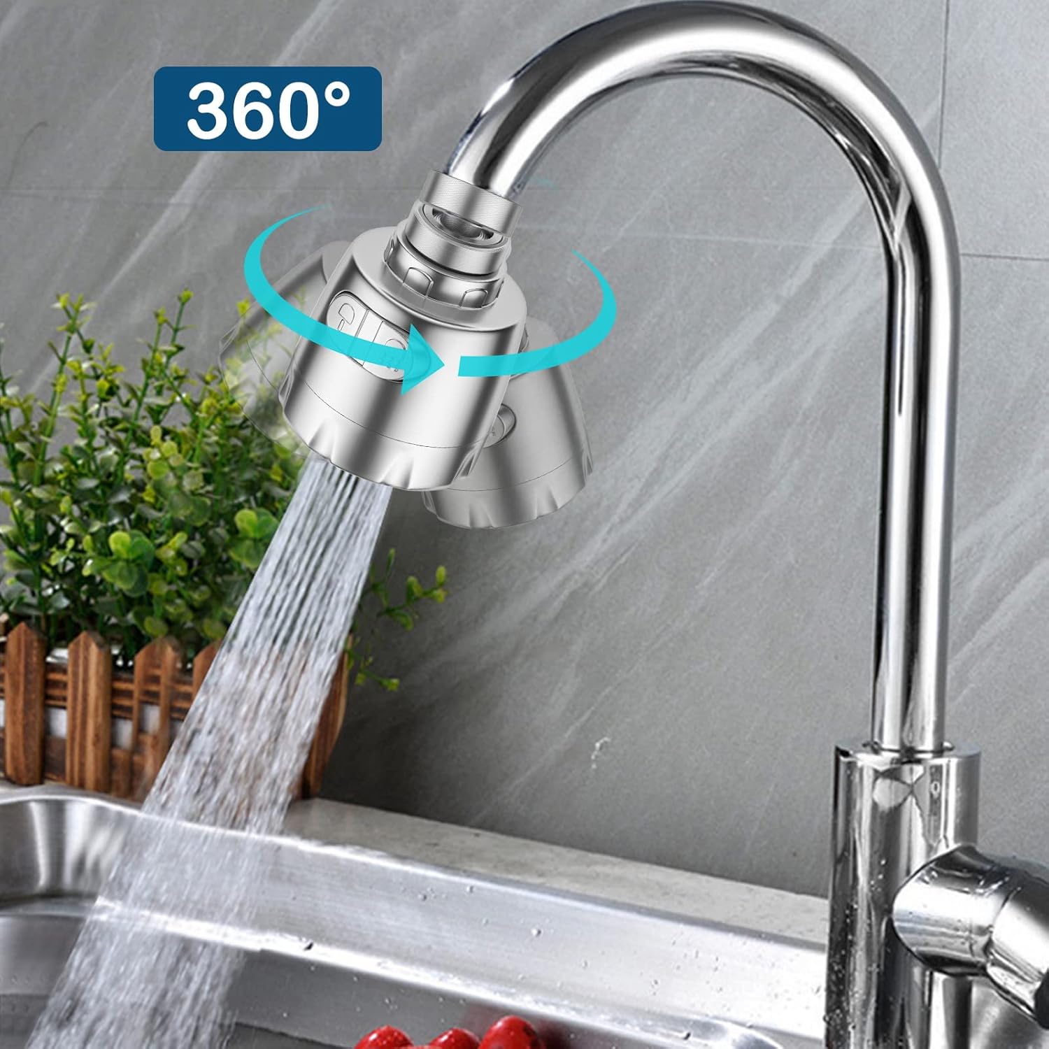 Thumbnail 1 de Vinabo Filtro Rubinetto — robinet à bascule pivotant 360°, mousseur, économie d’eau, 2 modes