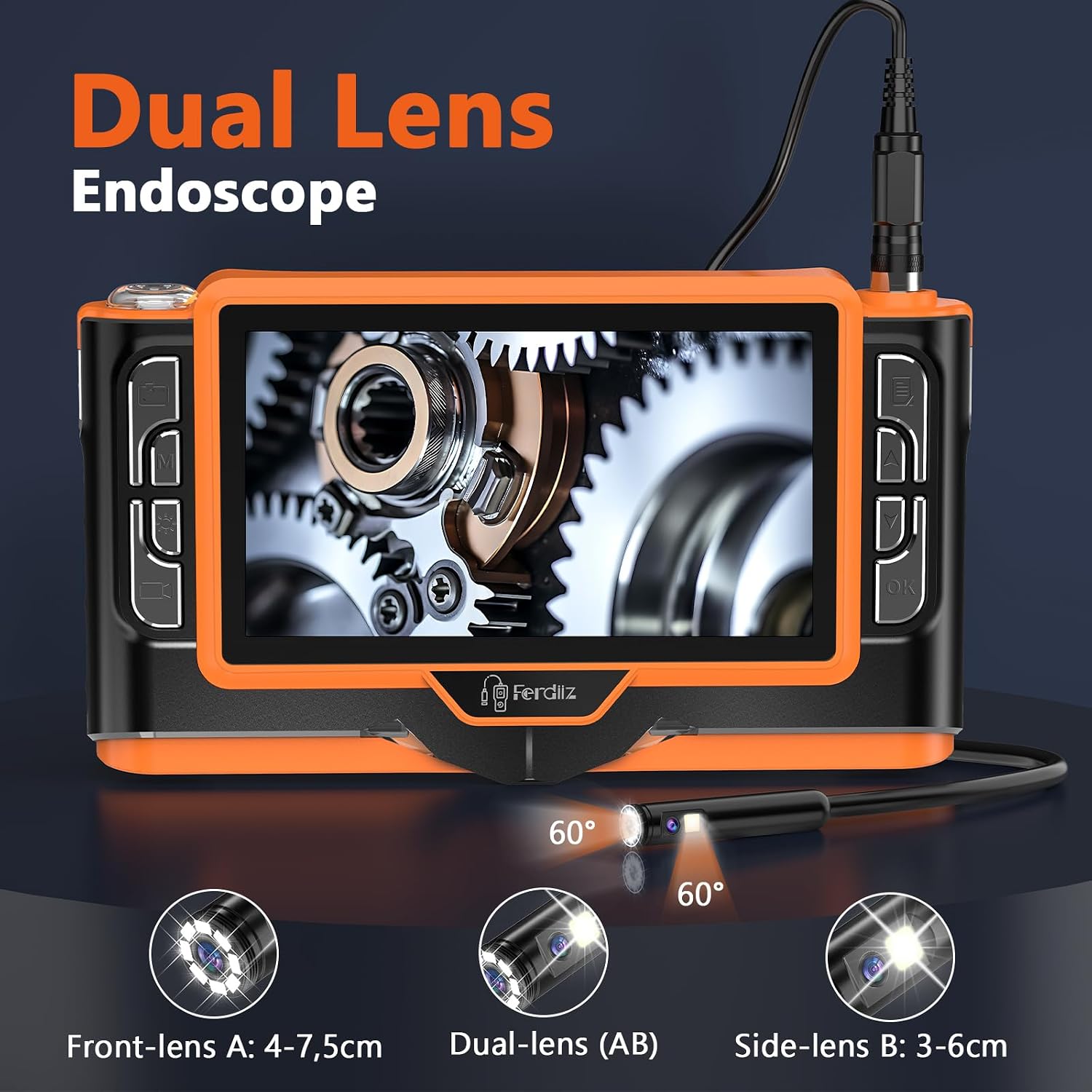 Thumbnail 4 de Ferdiiz Dual Lens 1920P HD Endoscope Inspection Camera – 7-Inch Screen, 5M Cable
