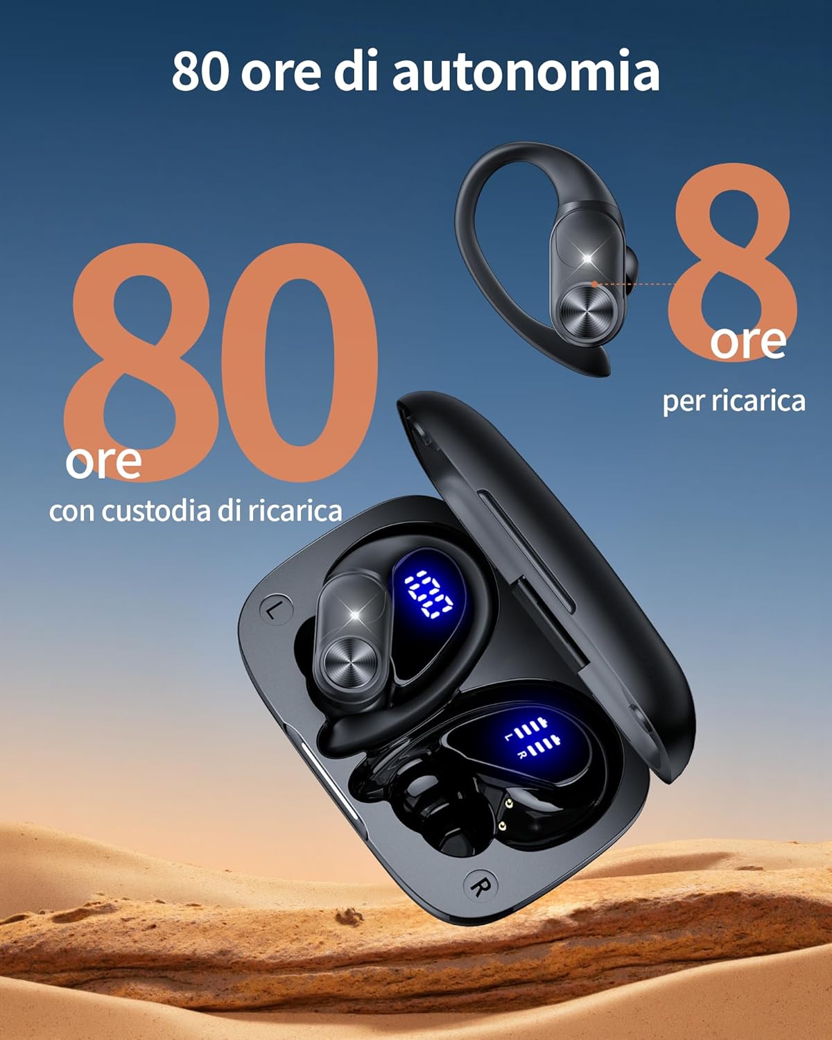 Thumbnail 2 de ECLVOX Cuffie Bluetooth Sport 5.3 80 ore