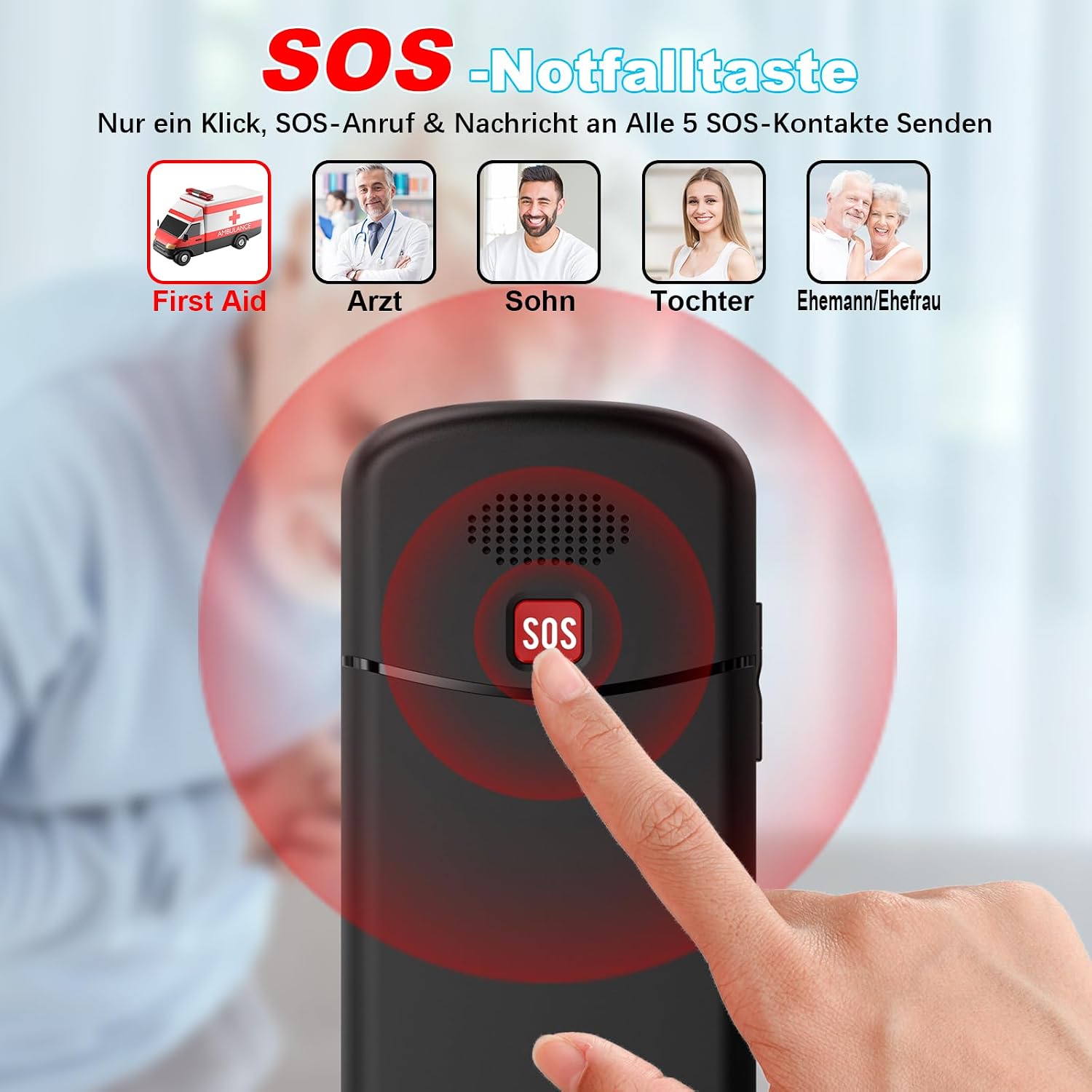 Detalle de uleway Seniorenhandy mit großen Tasten, 4G ohne Vertrag und SOS-Notruftaste (Nano-SIM, 1,77-Zoll-Display), Blau