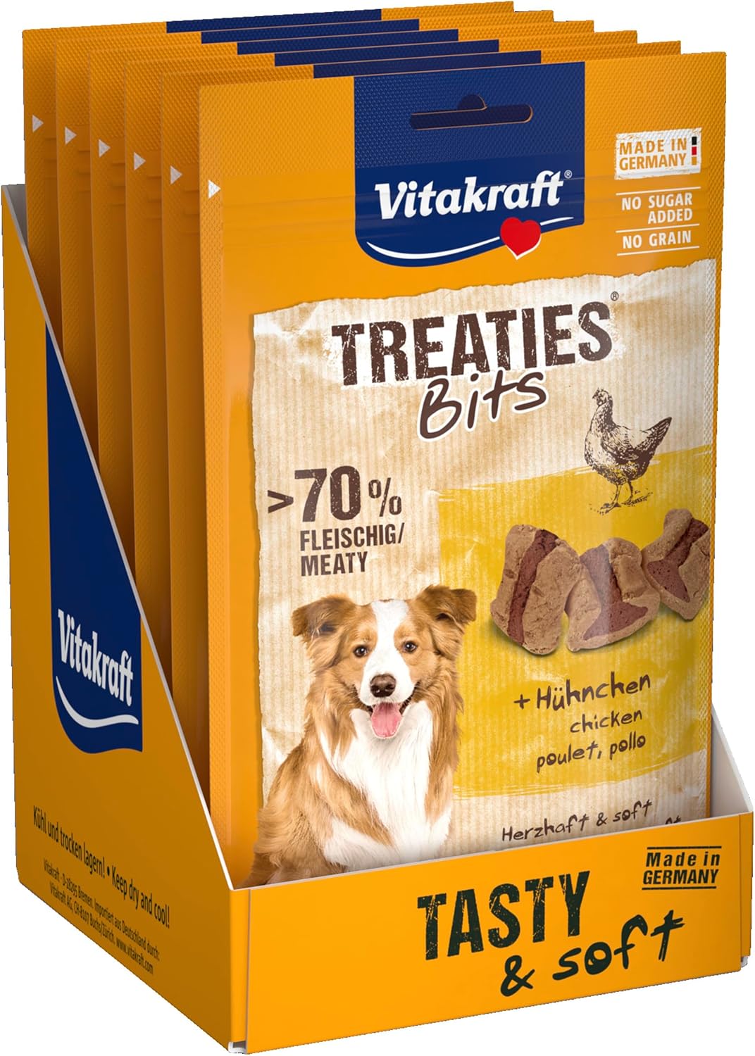 Vitakraft Treaties Bits – Friandise moelleuse au poulet sans céréales (6x120 g) pour chiens