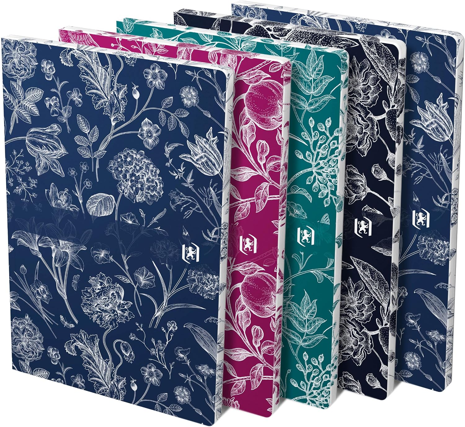 Detalle de Oxford Romance Notizbuch B5 – 5er-Set, liniert, 160 Seiten, Softcover mit Glanzdetails und farbigem Schnitt (4 Motive)
