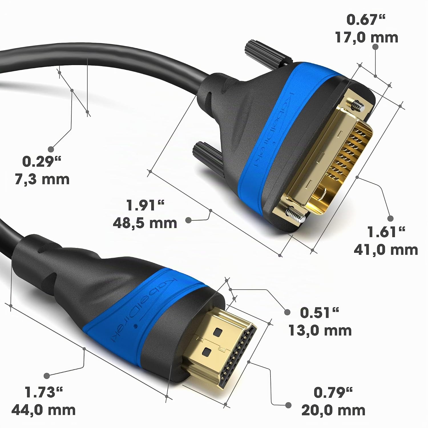 Detalle de KabelDirekt – Cavo adattatore HDMI-DVI 2 m (2x, bidirezionale) per segnali Full HD