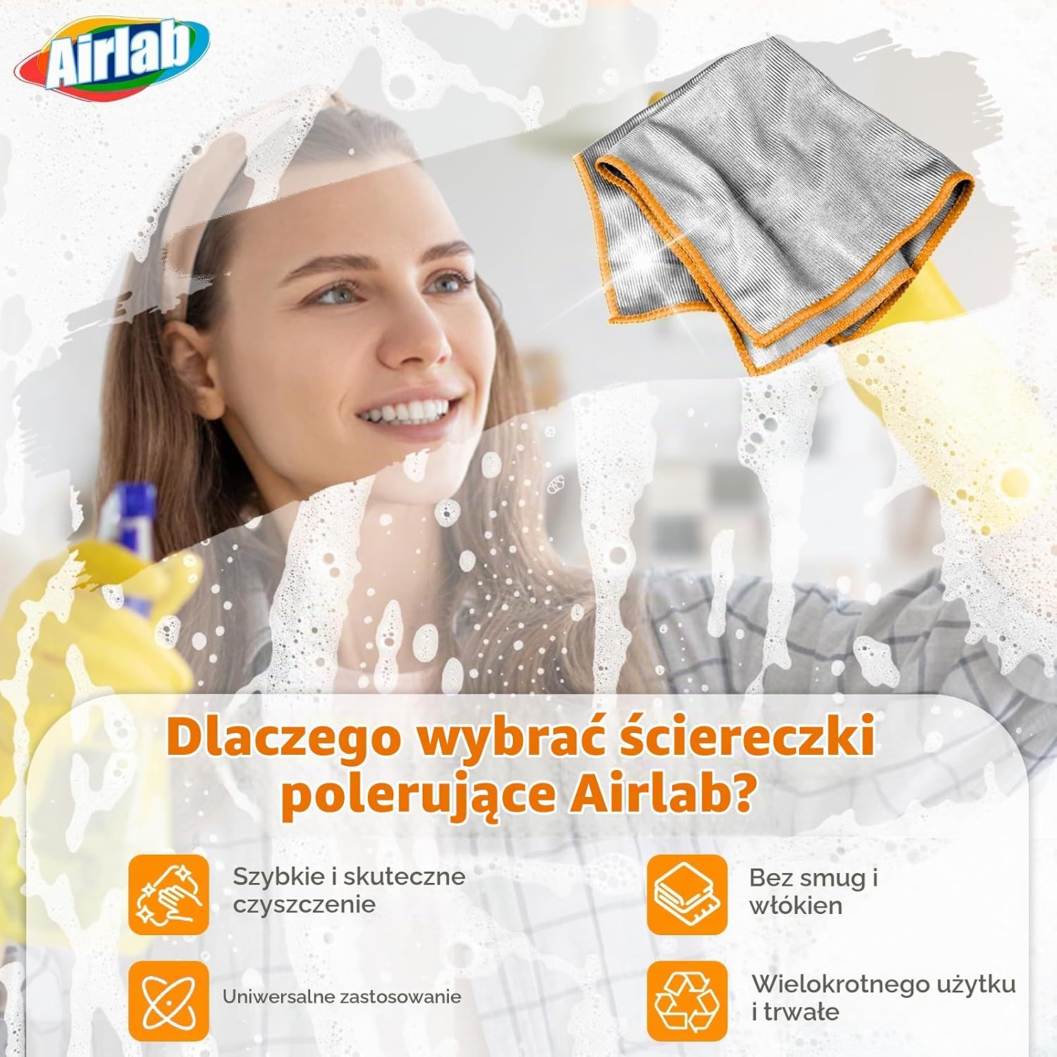 Detalle de Airlab MDL-HJU3030 – dwustronna ściereczka z mikrofibry 30 × 30 cm