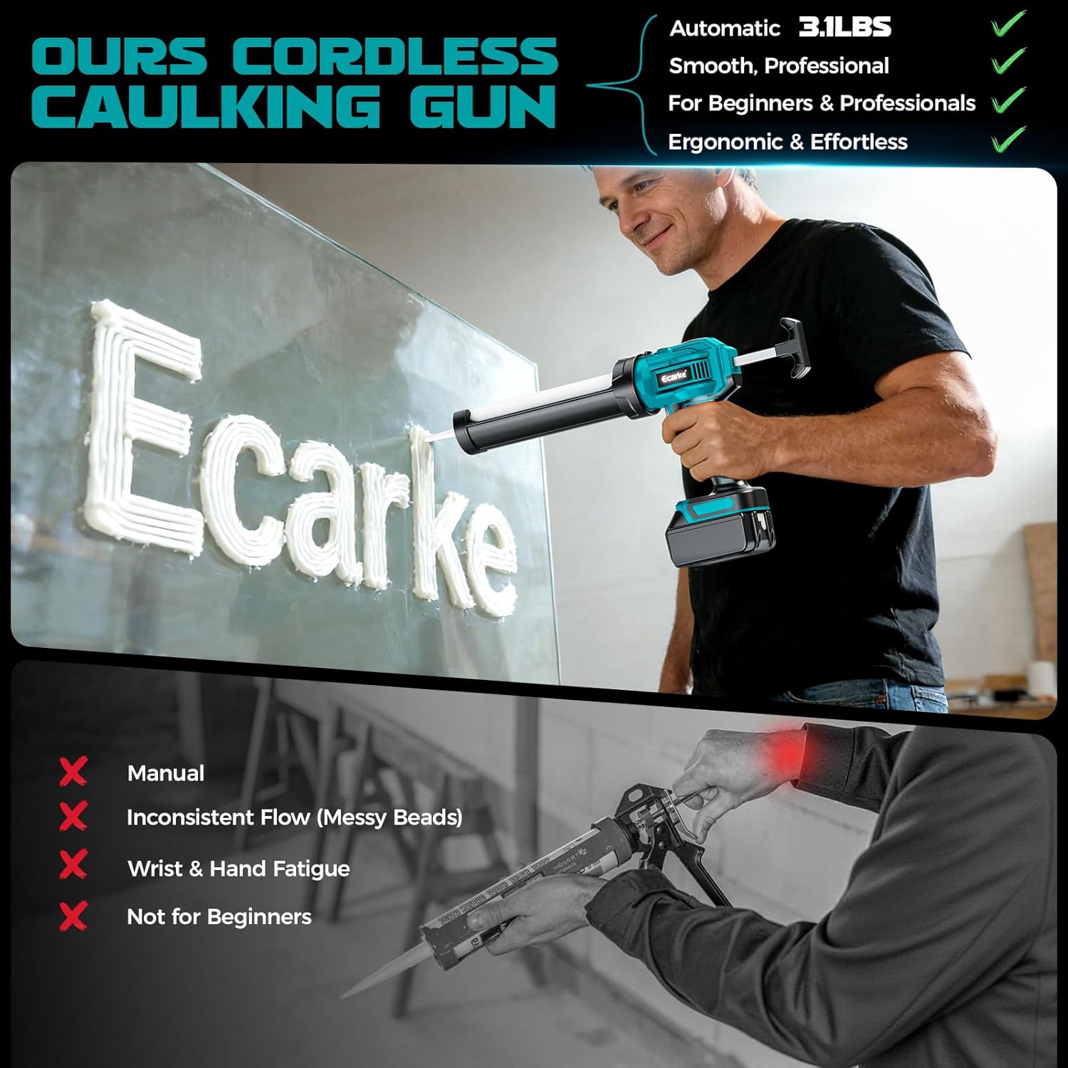 Thumbnail 1 de Ecarke Pistolet à Cartouche sans Fil 18V – compatible Makita, 6 vitesses, LED, sans batterie